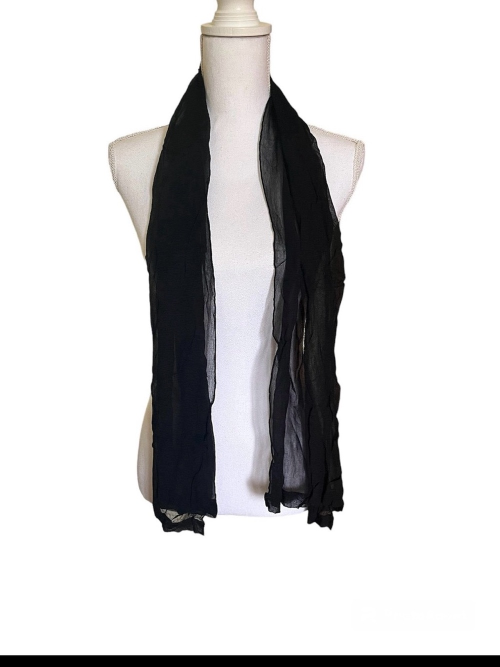 Vintage Japanese Sheer Black Scarf - Picture 2 of 9